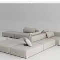 Modern Light Gray Fabric Sectional Sofa With Modular Design And Comfortable Pillows 3d model