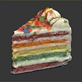Rainbow Colored Cake With Layers Of Cream Topped With Colorful Sprinkles