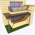 Modern Residential Awning Over Entrance With Metal Frame On Wooden Panel Exterior
