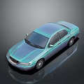 Teal Sedan Car With Shiny Glossy Exterior And Reflective Surface On Dark Background