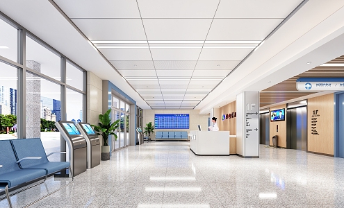 Modern Hospital Hall 3d model