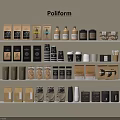 Stylish Modern Poliform Shelf Display Featuring Organized Assorted Packaged Food Items 3d model