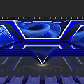 Modern Stage Design With Blue Lighting Geometric Patterns Steps And Audience Seats 3d model