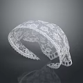 Elegant White Lace Headband With Intricate Floral Patterns And Decorative Edges