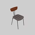 Modern Single Chair With Wooden Backrest Gray Padded Seat And Black Metal Legs