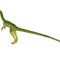 Green And Yellow Prehistoric Dinosaur With Long Tail And Sharp Teeth 3d model