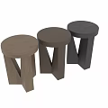 Modern Wooden Stools With Round Top Triangular Leg Design And Different Colors 3d model