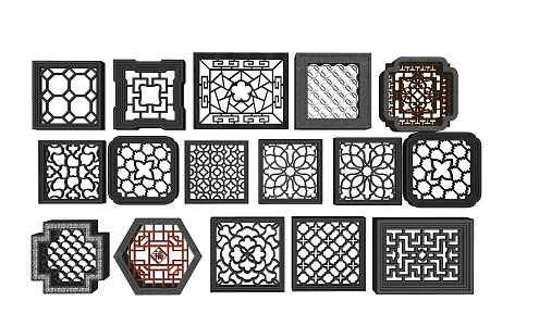 Chinese-style engraved window 3d model