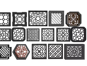 Chinese-style engraved window 3d model