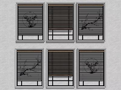 Different Curtain Designs for Windows Featuring Plant and Branch Patterns 3d model