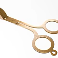 Golden Metal Scissors With Minimalist Design And Circular Handles