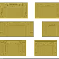 Yellow Decorative Background Wall Designs Featuring Carved Frames And Arch Patterns 3d model