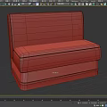Red Leather Booth Sofa With Modern Design And Gray Black Base 3d model