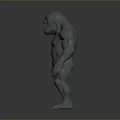 Gray Muscular Roaring Game and Movie Character in Standing Pose With Shadow