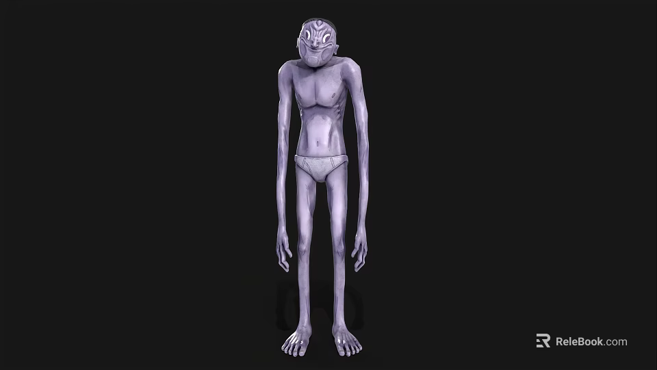 Slim Eerie Game Movie Character With Pale Skin Long Limbs And Head Patterns 3d model 
