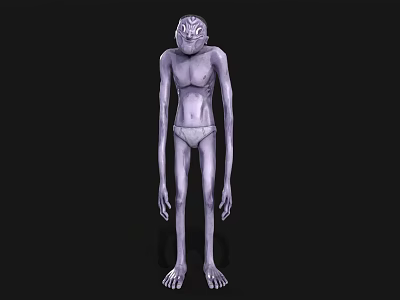 Slim Eerie Game Movie Character With Pale Skin Long Limbs And Head Patterns 3d model