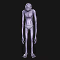 Slim Eerie Game Movie Character With Pale Skin Long Limbs And Head Patterns