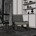 Leisure Chair Lazy Sofa Carpet Ornaments Side Several Single Sofa 3d model