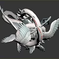 Game Movie Character White Dragon Like Creature With Red Spots Fantasy Wings And Dynamic Pose