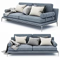 Modern Gray Two Seater Sofa With Soft Cushions And Cozy Throw Blanket 3d model