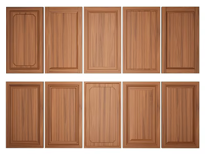 Wooden Wardrobe Doors with Various Panel Designs and Natural Grain Patterns 3d model
