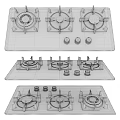 Gas Stoves With Multiple Burners In Black White And Gray Marble For Kitchen Cooking
