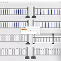 Various Types of Fences with Blue Stripes Curved Rails and Black Metal Designs