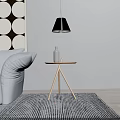 Modern Living Room Interior With Wooden Side Table White Sofa And Pendant Lamp