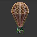 Fun Amusement Hot Air Balloon Ride With Red And White Striped Design And Metal Frame