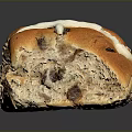Freshly Baked Soft Hot Cross Bun With White Cross Icing And Juicy Raisins