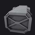 Cartoon Style Gray Supply Crate With Straps And Geometric Panels Design