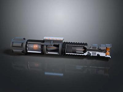 Disassembled Mechanical Device Exploded View With Gears Orange Core And Modules 3d model