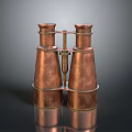 Antique Copper Binoculars Featuring Classic Design And Brass Details On Reflective Base