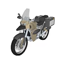 Gold And Black Adventure Motorcycle With Windshield Rear Storage Box And Off Road Tires