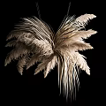Hanging Cream White Feathery Dried Flowers Decorative Arrangement on Black Background