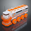 Orange and White Space Exploration Rover Featuring Large Wheels and Antenna for Planetary Missions