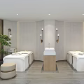 Elegant Modern Beauty Hair Salon Interior With Styling Stations And Product Shelves
