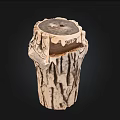 Rustic Natural Stone And Wood Decorative Stump With Handcrafted Texture Design