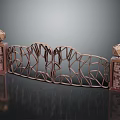 Ornate Wrought Iron Fence Design With Stone Pillars And Geometric Finials