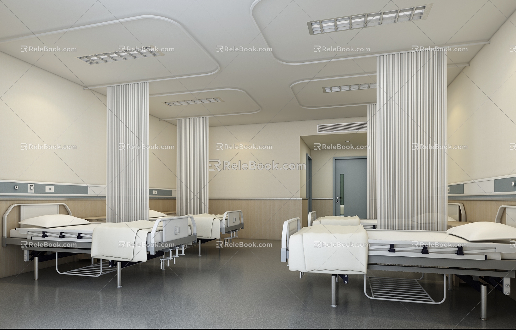 modern hospital ward bed 3d model