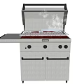 Stainless Steel Kitchen Grill Appliance With Control Knobs And Storage Cabinets 3d model