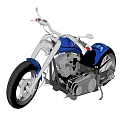 Classic Blue Cruiser Motorcycle With Chrome Handlebars Black Seat And Tires