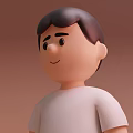 Cartoon Male Game Character With Brown Hair White Shirt And Smiling Expression 3d model