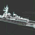 Modern Warship 3D Model With Detailed Superstructure Antennas And Deck Equipment