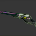 Futuristic Energy Weapon Design With Glowing Purple Blue Barrel Metallic Grip And Control Panel