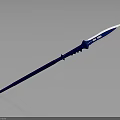 Detailed Blue Spear With White Blade And Modern 3D Model Structure