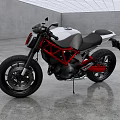 Black Red Sporty Naked Motorcycle With Modern Design In Concrete Room