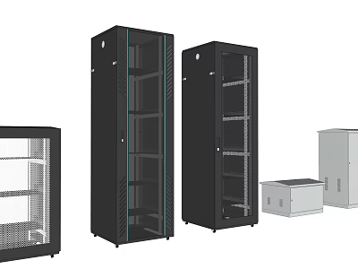 Computer Server Racks with Glass and Mesh Doors in Different Sizes for Data Center Storage 3d model