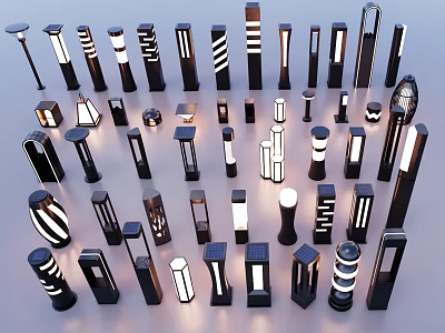Various Outdoor Light Designs With Modern Styles And Decorative Shapes 3d model