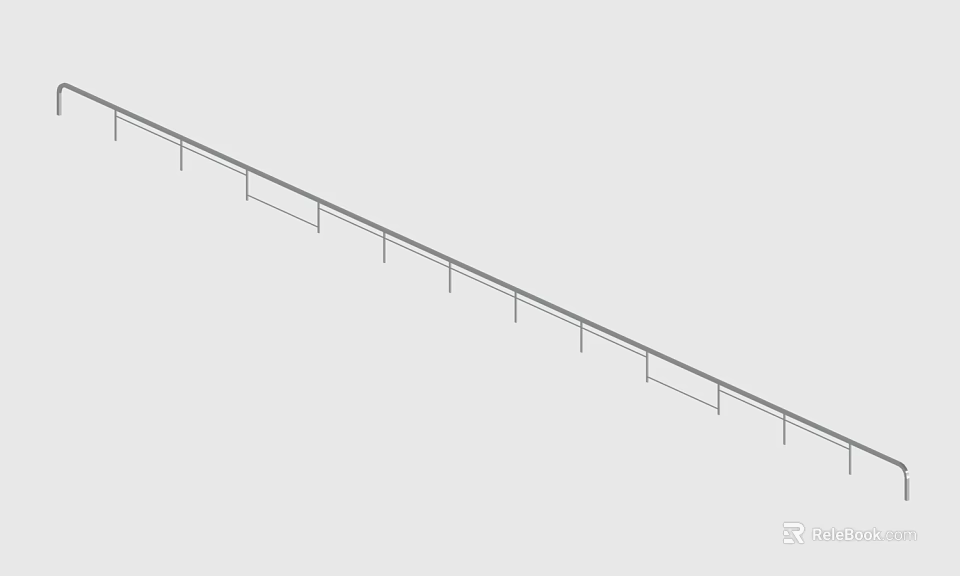 Sloped Railing Structure With Vertical Supports And Simple Linear Design Features 3d model 